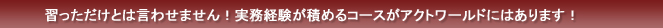 実務経験が積めるコースがアクトワールドにはあります！